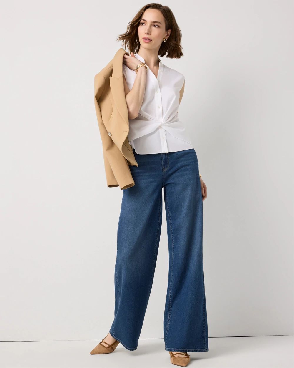 Stretch Poplin Twist Front Shell click to view larger image.