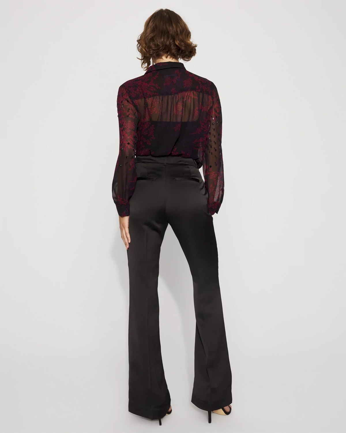 White House Black Market Petite Piper Satin Flare Pants In Black