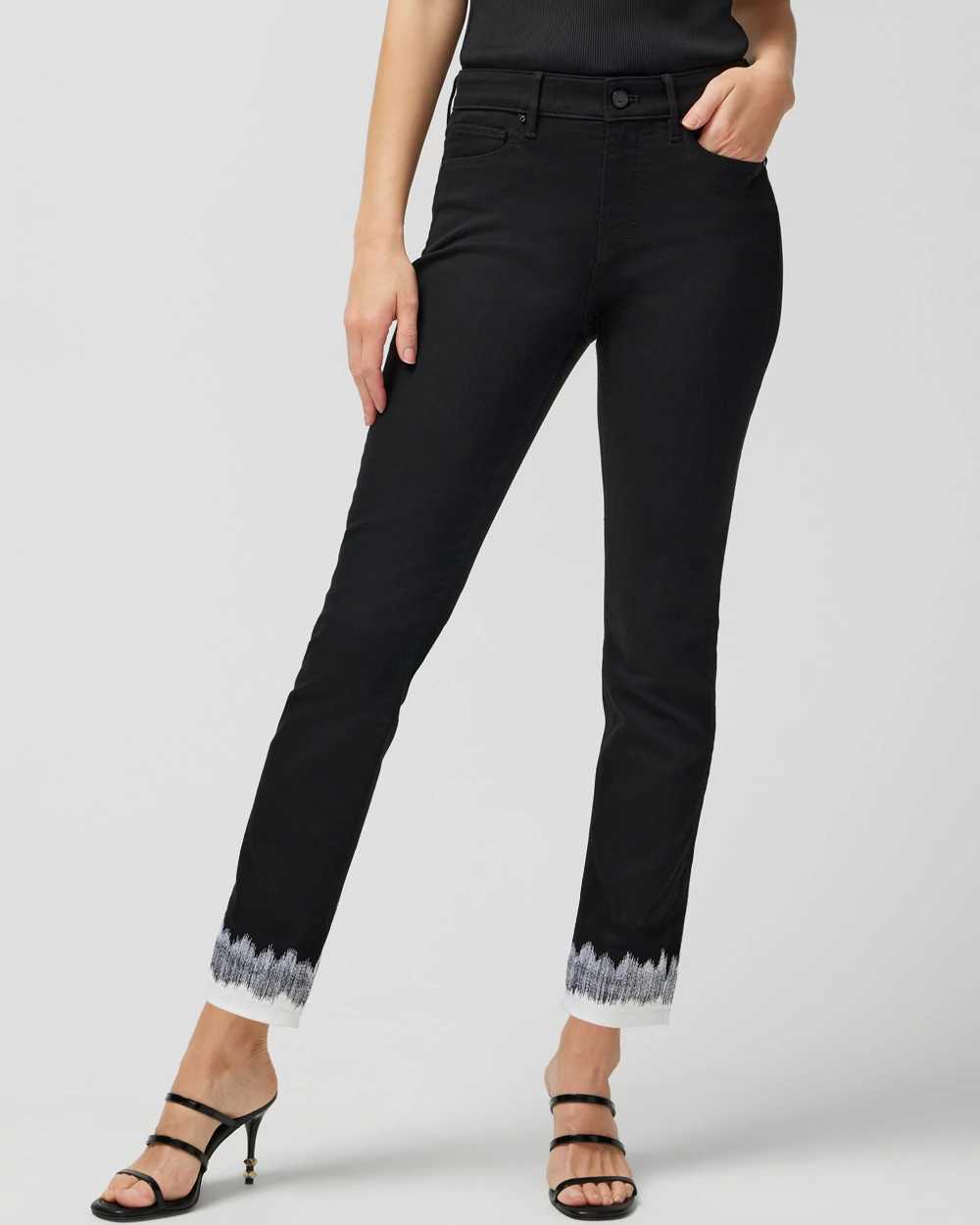 High-Rise Embroidered Cuff Slim Crop Jeans click to view larger image.