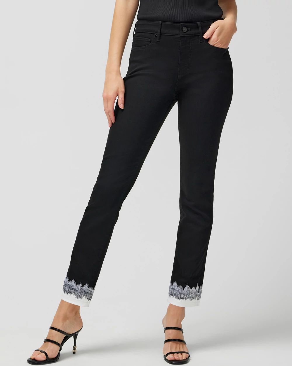 High-Rise Embroidered Cuff Slim Crop Jeans