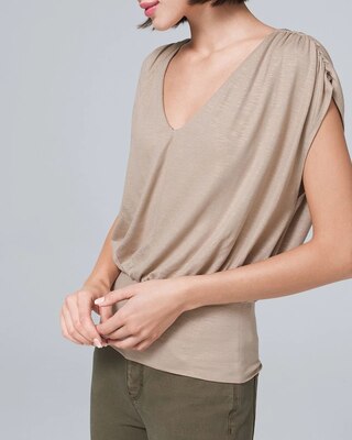 V-NECK BANDED-HEM TOP