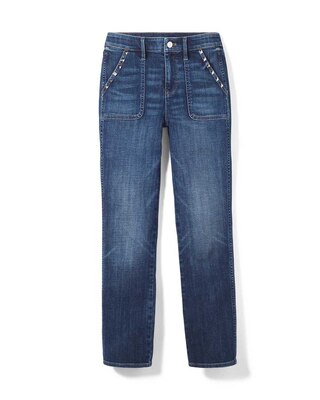 Curvy High-Rise Everyday Soft Denim™ Studded Cropped Jeans click to view larger image.