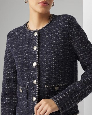 Petite Long Sleeve Tweed Cardigan click to view larger image.