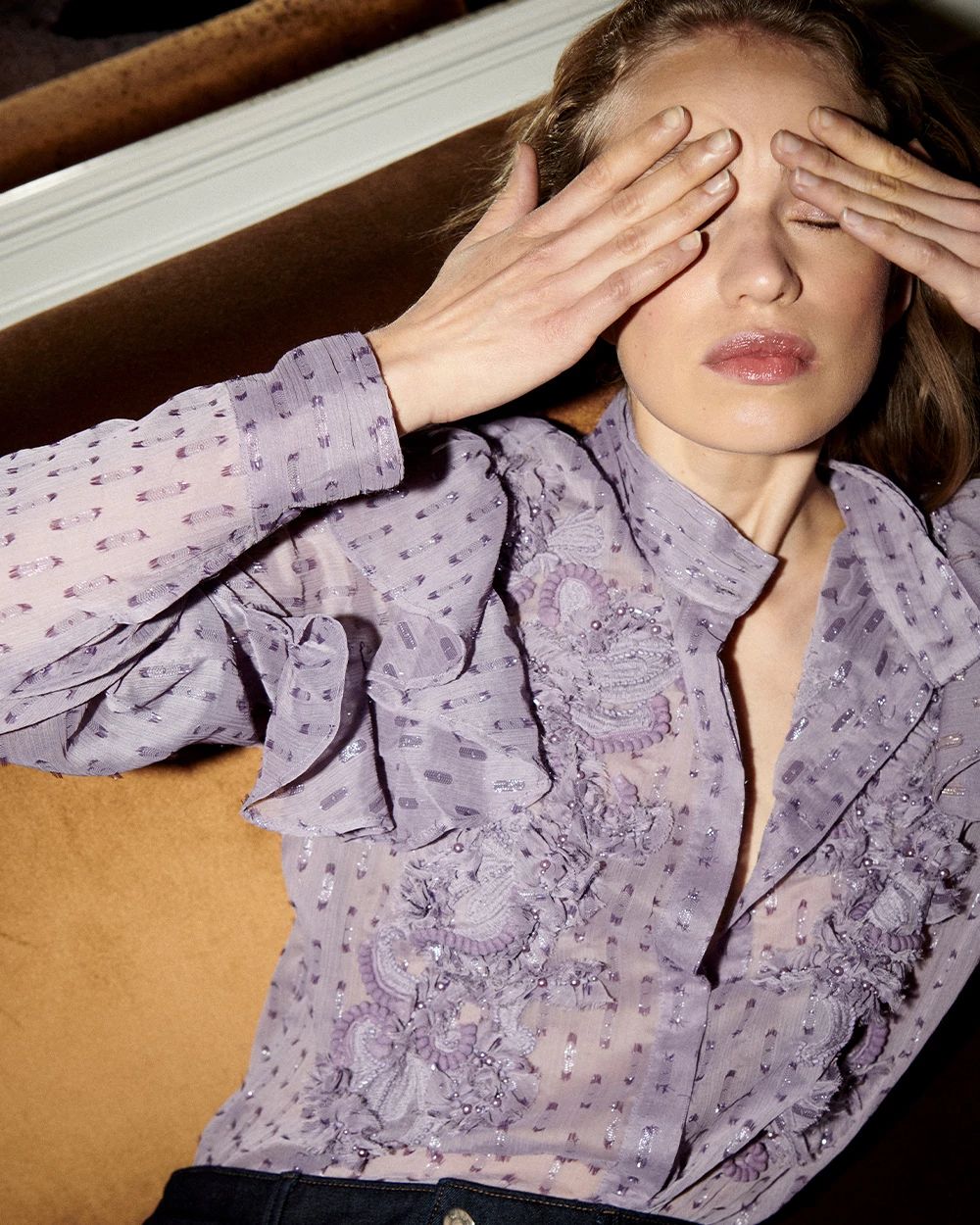 Chiffon Floral Appliqué Blouse