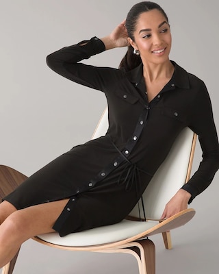 Long-Sleeve Matte Jersey Shirtdress