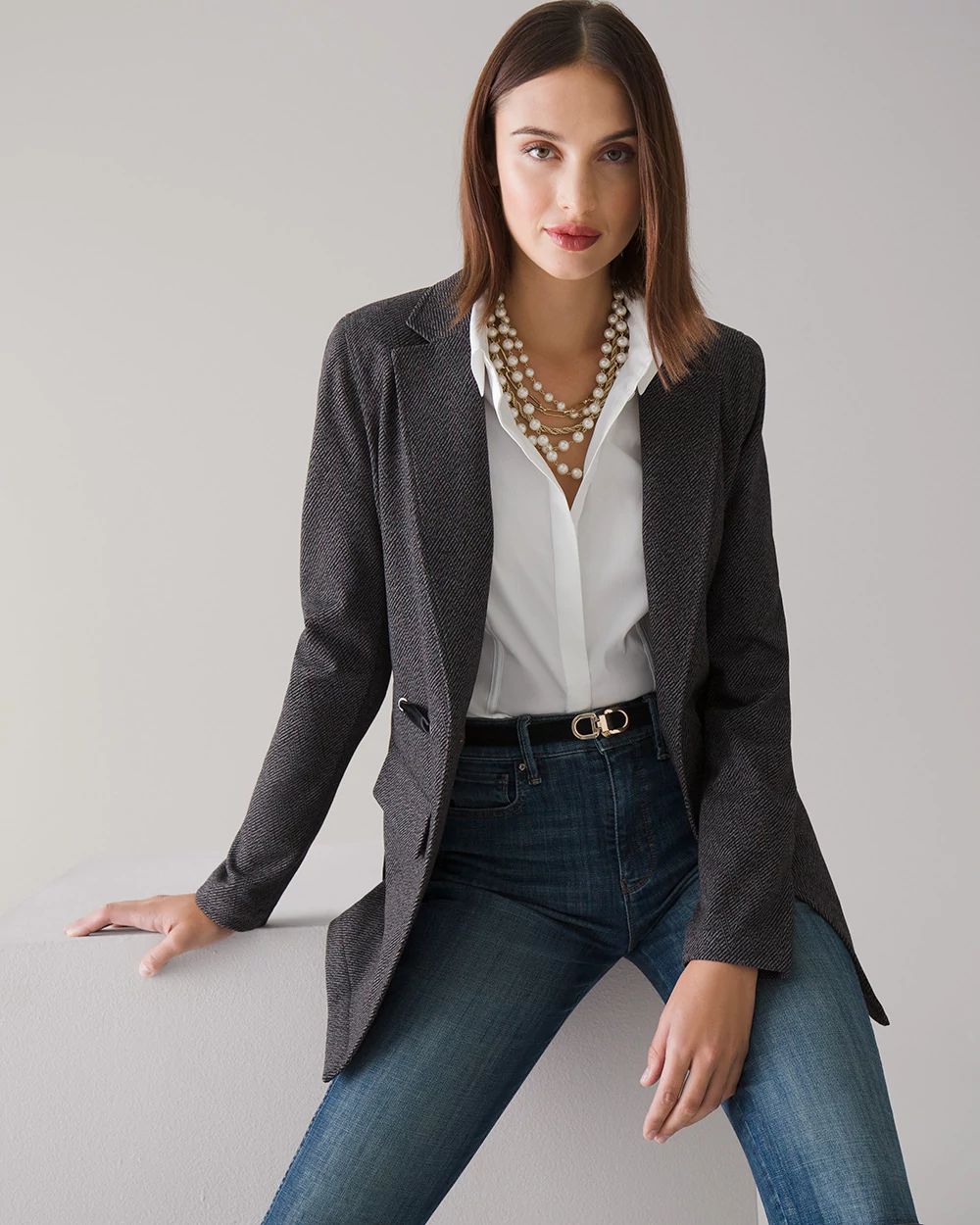 Herringbone Knit Blazer