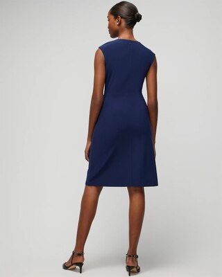Sleeveless Draped Metal Detail Matte Jersey Dress