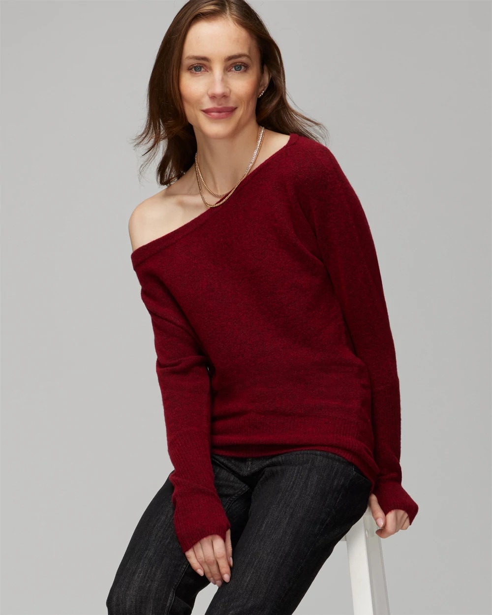 Asymmetrical Shoulder Pullover Sweater