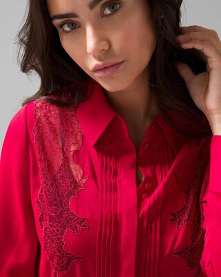 Long Sleeve Lace Applique Shirt