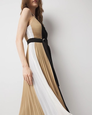 Colorblock Pleated Midi Dress click to view larger image.