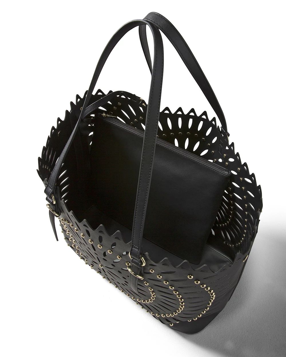 Vegan Leather Laser-Cut Tote