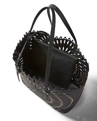 Vegan Leather Laser-Cut Tote