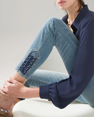 High-Rise Sculpt Skinny Lace Hem Crops