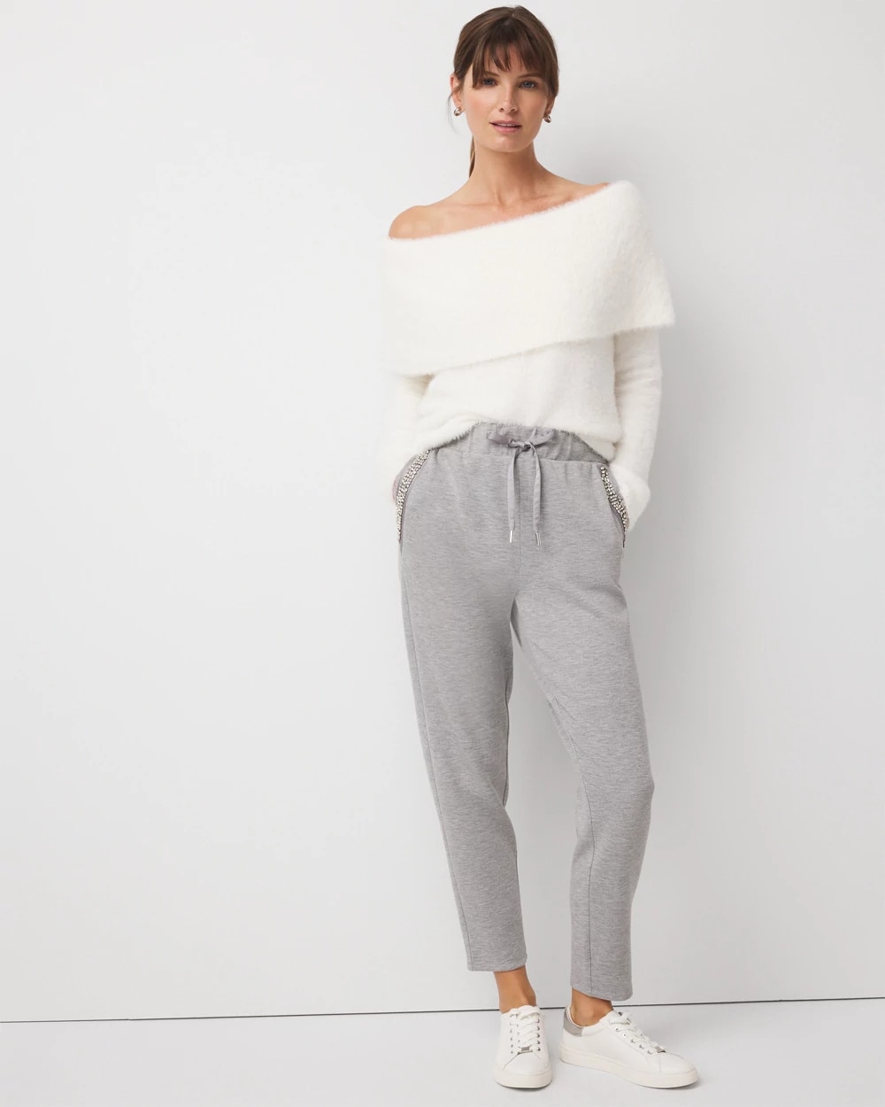 Embellished Satin Trim Jogger