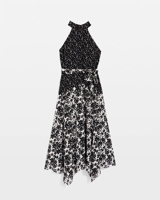 Handkerchief Hem Chiffon Halter Midi Dress click to view larger image.