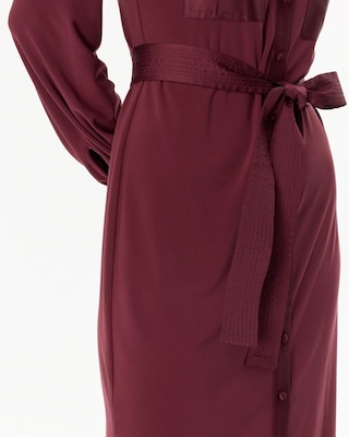 Long Sleeve Matte Jersey Shirtdress With Satin click to view larger image.