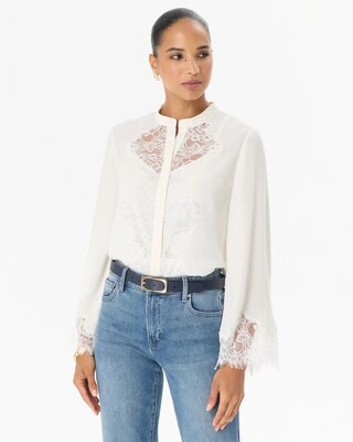 Lace Detail Crepe Shirt