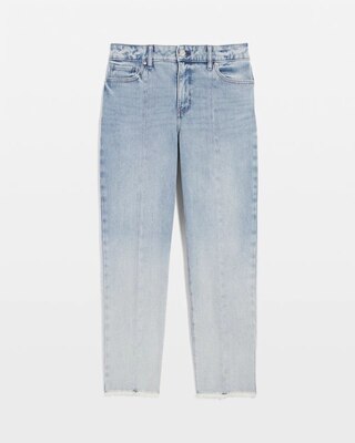 High-Rise Raw Hem Pintuck Straight Jean with Slit click to view larger image.