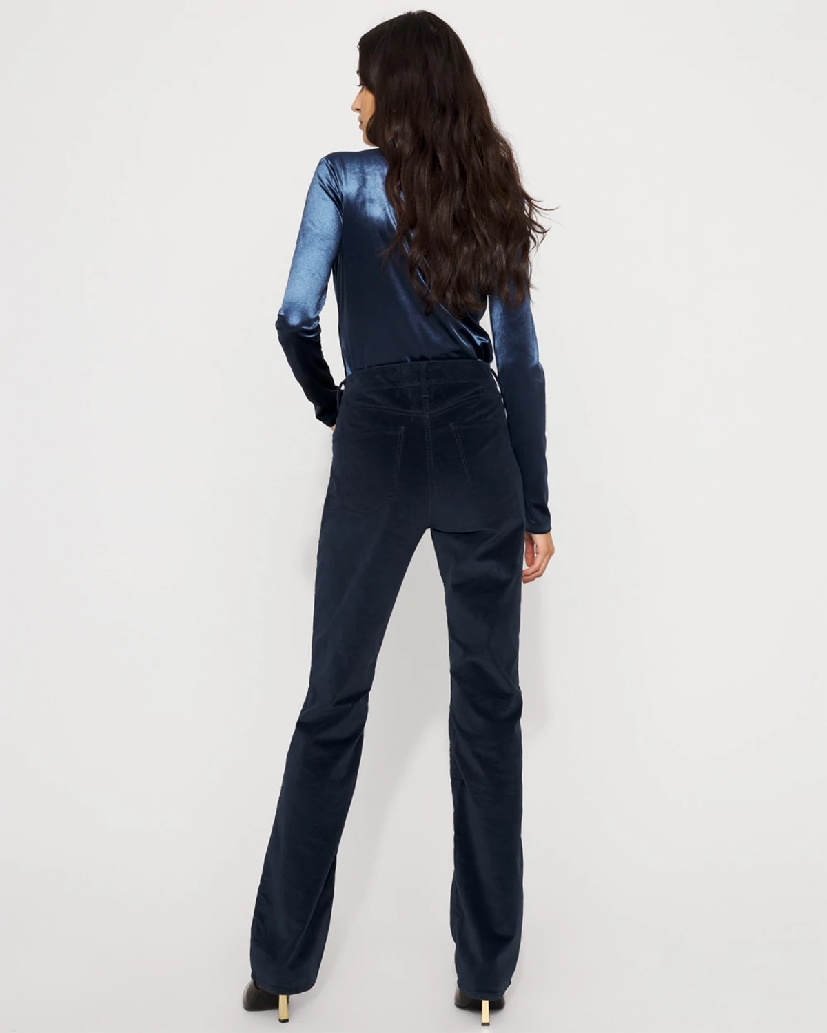 White House Black Market Petite Velveteen Micro Bootcut Jeans In Blue