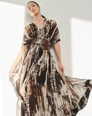 V-neck Tie-Waist Midi Dress