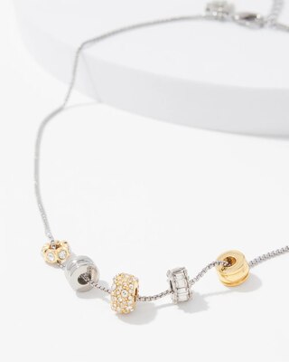 Mixed Metal Crystal Rings Short Necklace