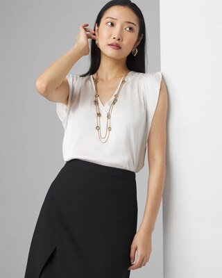 Petite Ruched Shoulder Shell Top