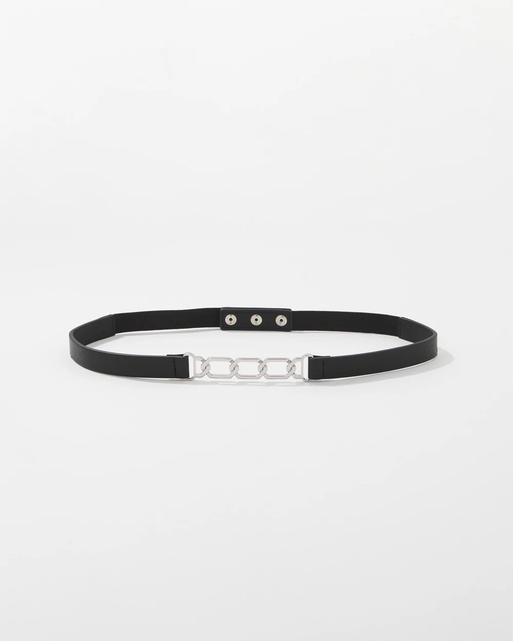 Silver Chain + Faux Leather Stretch Belt