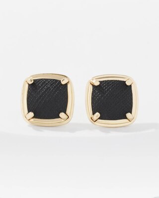Black Textured Leather Stud Earrings click to view larger image.