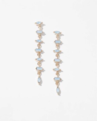 Gold + Blue Baguette Linear Earrings