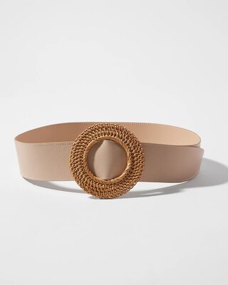 Wide Rattan Buckle Belt