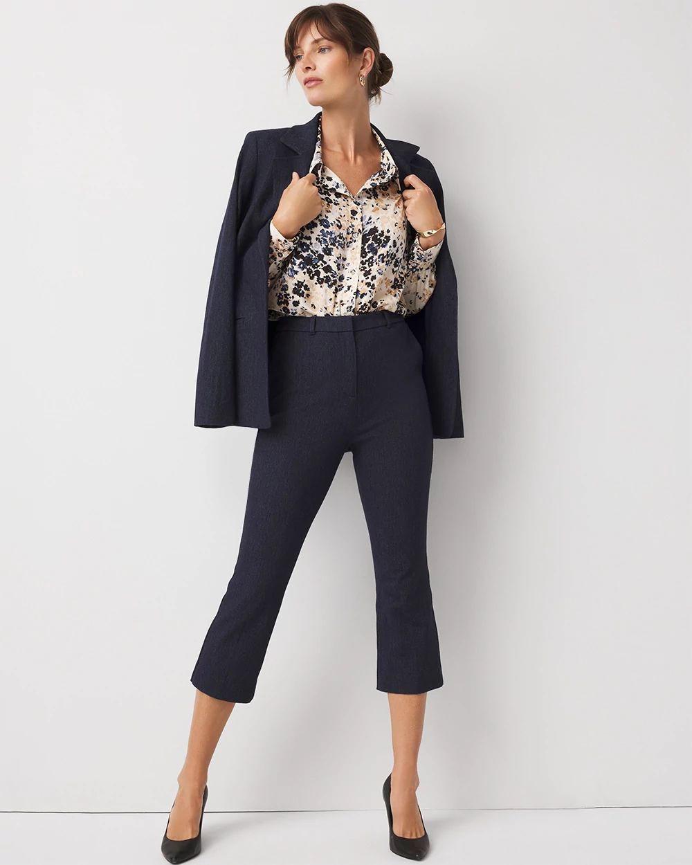 Tailored Denim-Look Kick Flare Pant