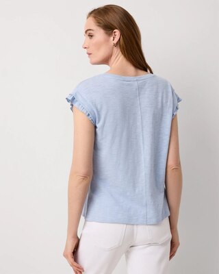 Pleat Sleeve V-neck Tee click to view larger image.