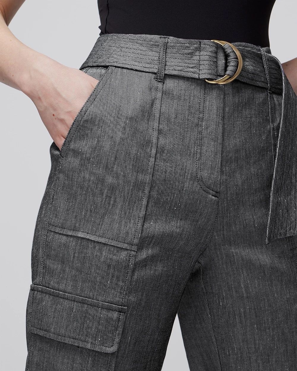 Petite Linen-Blend Belted Utility Pant