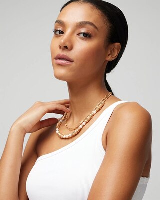 Goldtone and Freshwater Pearl Convertible Necklace
