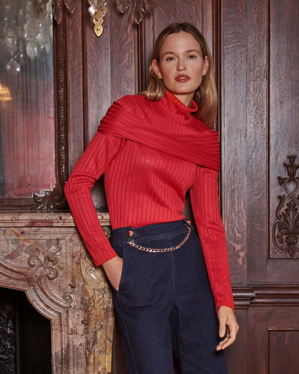 Petite Convertible Mockneck Rib Knit Top click to view larger image.