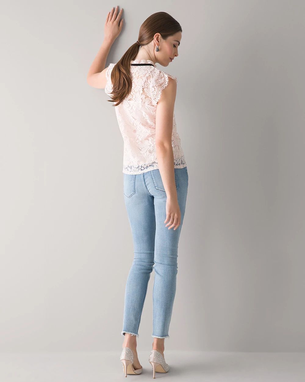 Lace High Neck Shell Top