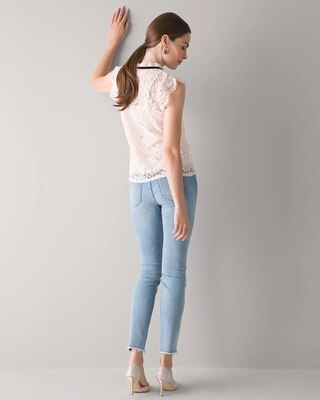 Lace High Neck Shell Top