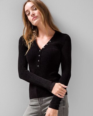 Chenille Henley Sweater