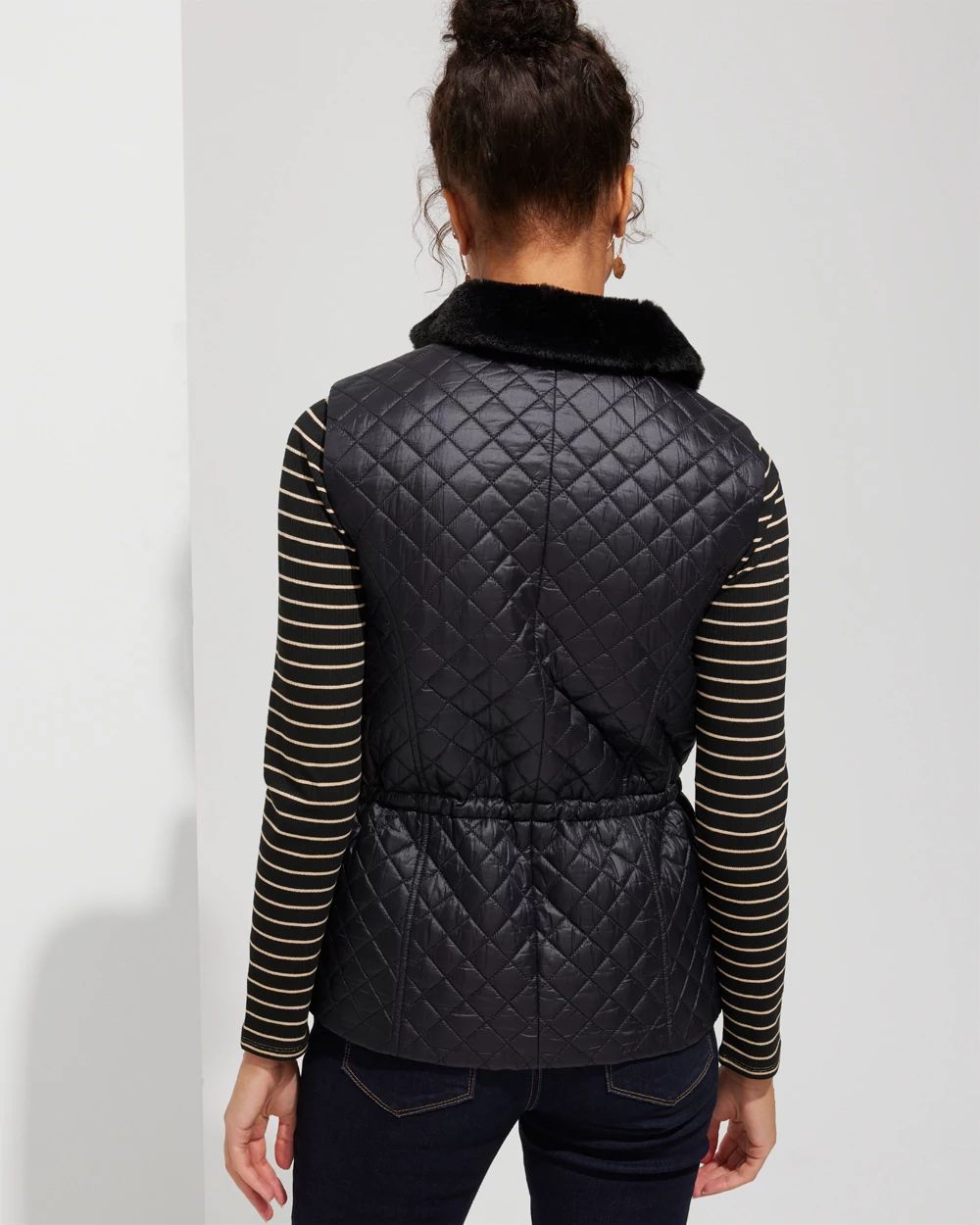 Outlet WHBM Quilted Vest With Fur click to view larger image.