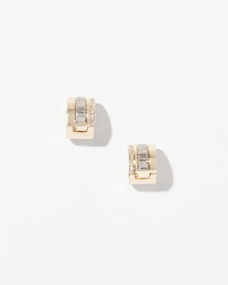 Gold Baguette Huggie Earrings