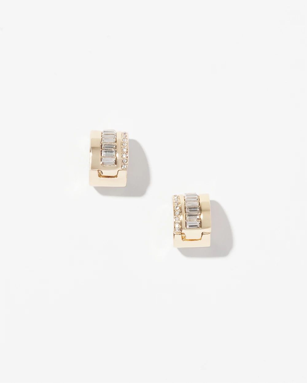 Gold Baguette Huggie Earrings
