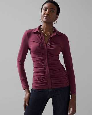 Matte-Jersey Ruched Front Shirt