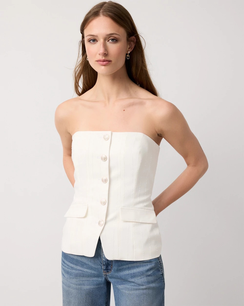 Sequin Pinstripe Bustier - image 1