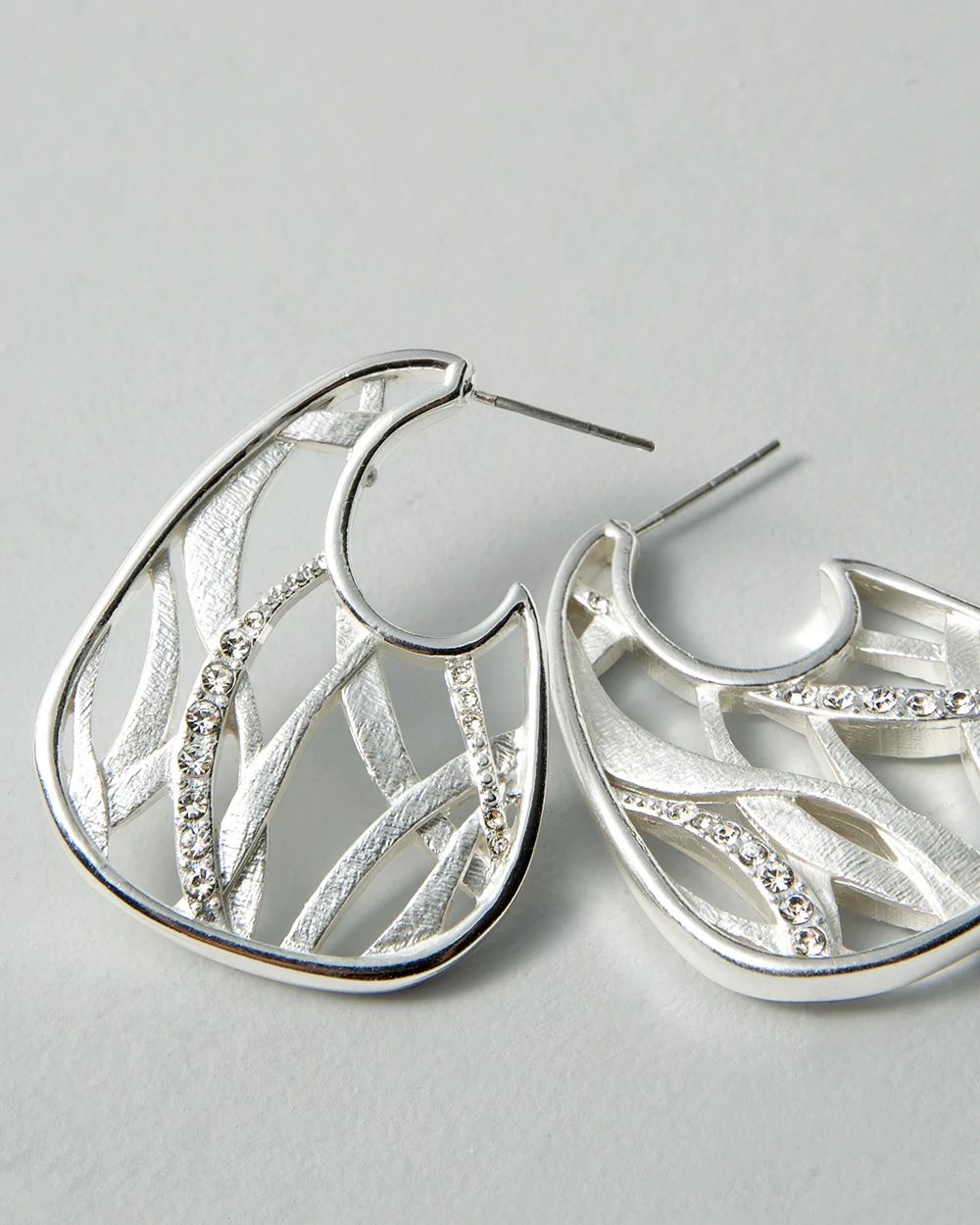 Silver Oval Hoop Earrings click to view larger image.
