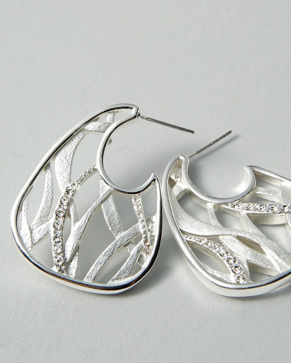Silver Oval Hoop Earrings