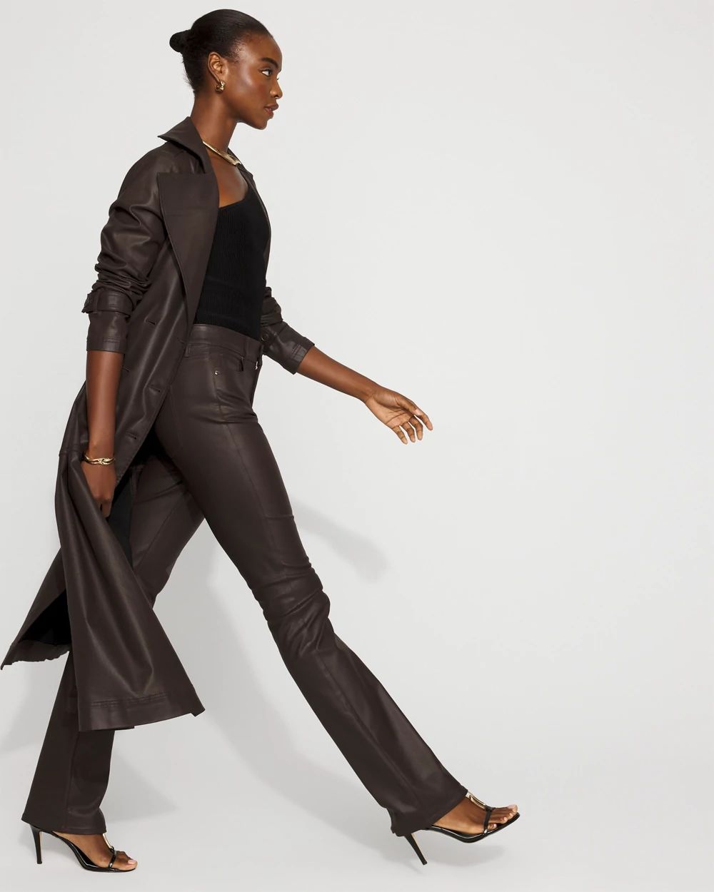 High-Rise Coated Micro Bootcut Jean