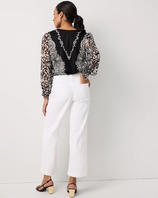 Petite Braided Belt High Rise Wide Leg Crop Jean click to view larger image.