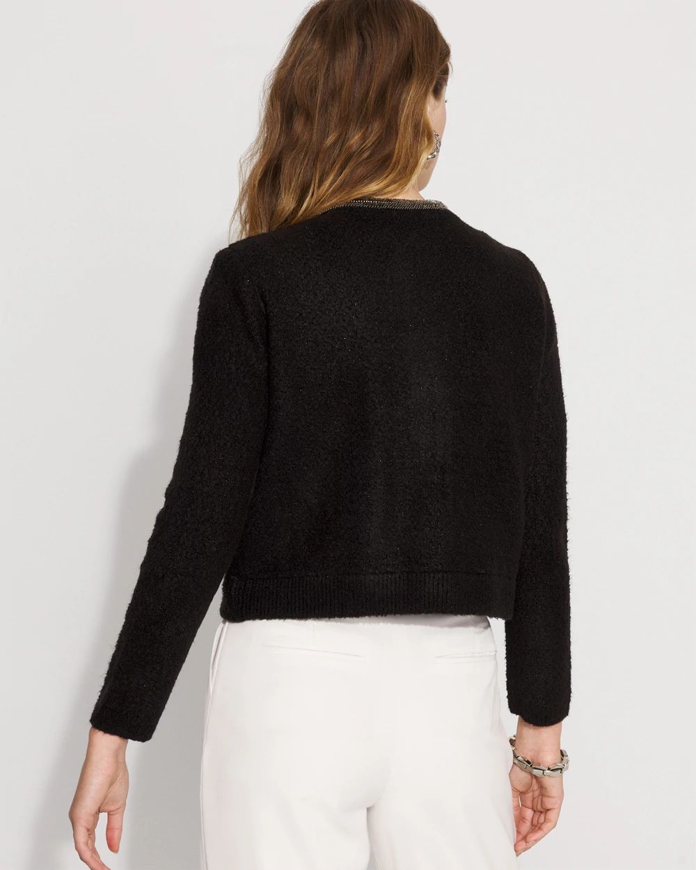 Embellished Tweed Sweater Jacket click to view larger image.