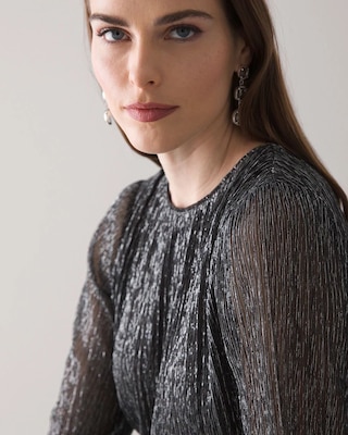 Petite Long Sleeve Shimmer Blouson Dress click to view larger image.