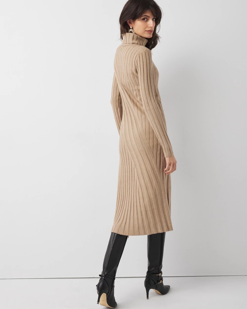 Ribbed Turtleneck Sweater Dress